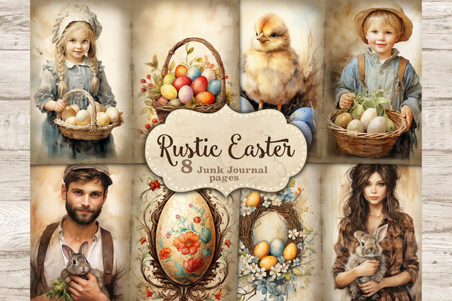Rustic Easter Junk Journal Pages | Spring Collage SVG GlamArtZhanna 