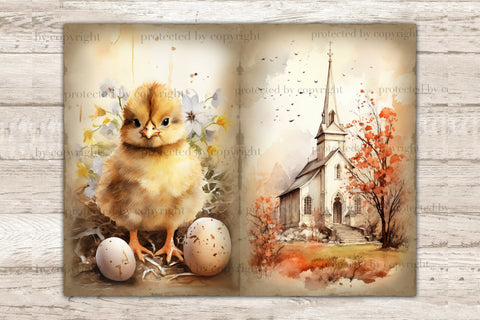 Rustic Easter Junk Journal Pages | Spring Digital Art SVG GlamArtZhanna 