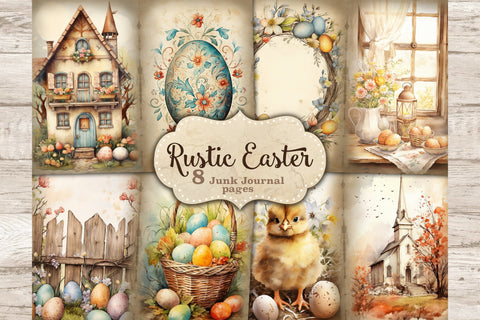 Rustic Easter Junk Journal Pages | Spring Digital Art SVG GlamArtZhanna 