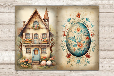 Rustic Easter Junk Journal Pages | Spring Digital Art SVG GlamArtZhanna 