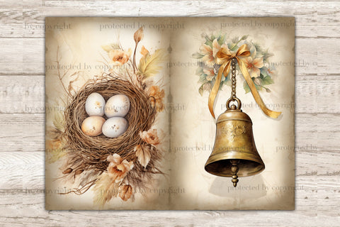 Rustic Easter Junk Journal Pages | Spring Digital Art SVG GlamArtZhanna 