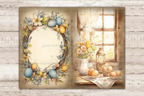 Rustic Easter Junk Journal Pages | Spring Digital Art SVG GlamArtZhanna 