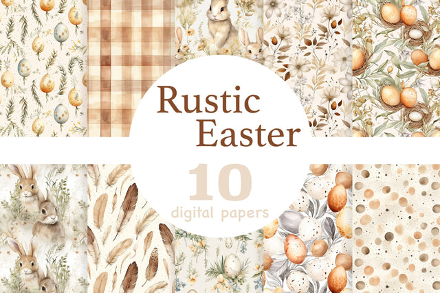 Rustic Easter Seamless Pattern | Easter Eggs Paper Digital Pattern GlamArtZhanna 
