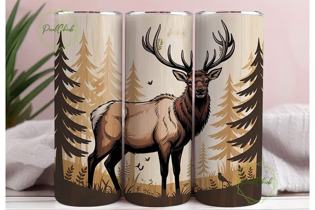 Rustic Elk 20oz Tumbler Wrap Sublimation PixelChick 