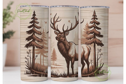 Rustic Elk 20oz Tumbler Wrap Sublimation PixelChick 