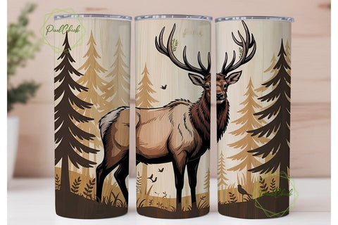 Rustic Elk 20oz Tumbler Wrap Sublimation PixelChick 