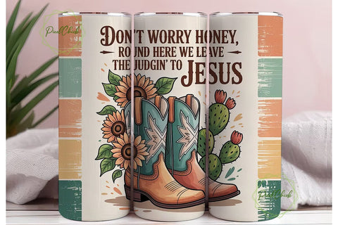Rustic Faith Cowboy Boots 20oz Tumbler Sublimation PixelChick 