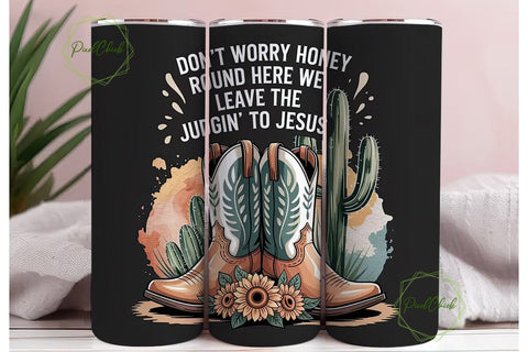 Rustic Faith Cowboy Boots 20oz Tumbler Sublimation PixelChick 