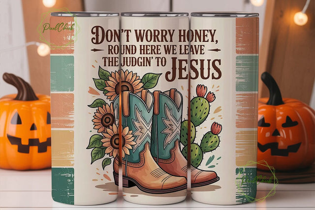 Rustic Faith Cowboy Boots 20oz Tumbler Sublimation PixelChick 