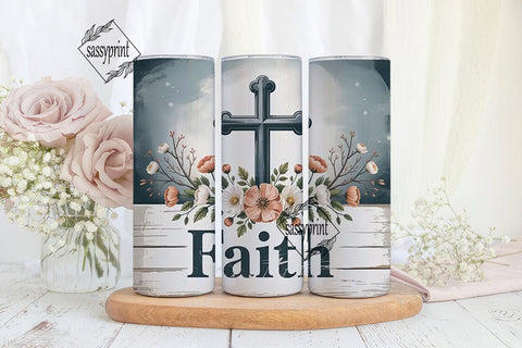 Rustic Faith Cross 20oz Tumbler Wrap Sublimation sassyprint 