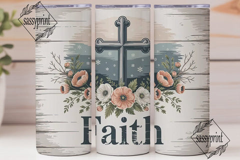 Rustic Faith Cross 20oz Tumbler Wrap Sublimation sassyprint 