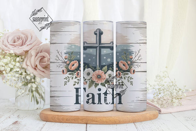Rustic Faith Cross 20oz Tumbler Wrap Sublimation sassyprint 