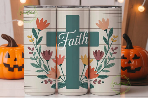 Rustic Faith Floral Cross 20oz Tumbler Sublimation PixelChick 