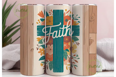 Rustic Faith Floral Cross 20oz Tumbler Sublimation PixelChick 