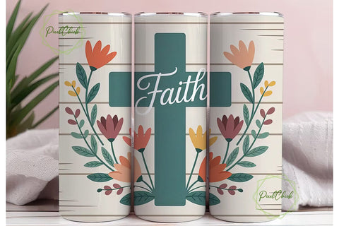 Rustic Faith Floral Cross 20oz Tumbler Sublimation PixelChick 
