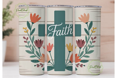Rustic Faith Floral Cross 20oz Tumbler Sublimation PixelChick 