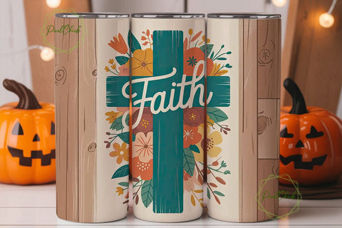 Rustic Faith Floral Cross 20oz Tumbler Sublimation PixelChick 