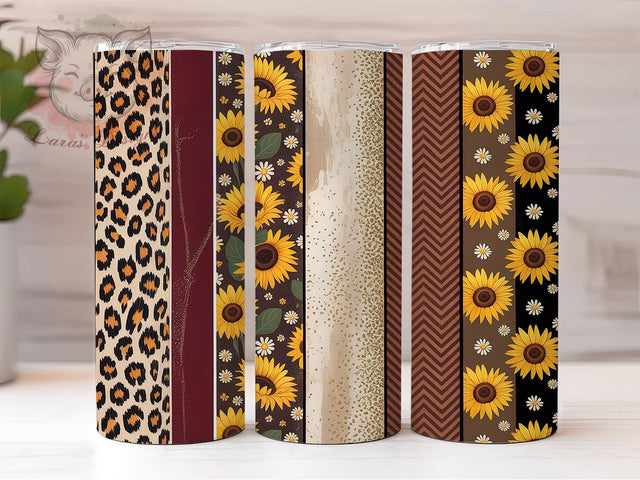 Rustic Fall Boho Patchwork Tumbler, Rustic Boho, Patchwork Wrap, Brushstroke Strips, Autumn Cup, Sublimation Design, 20Oz Tumbler Sublimation Lara' s Designs 