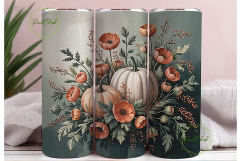 Rustic Fall Floral 20oz Tumbler Wrap Sublimation PixelChick 