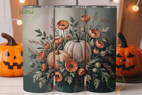 Rustic Fall Floral 20oz Tumbler Wrap Sublimation PixelChick 
