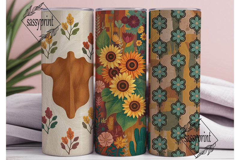 Rustic Fall Floral Tumbler Wrap Sublimation sassyprint 
