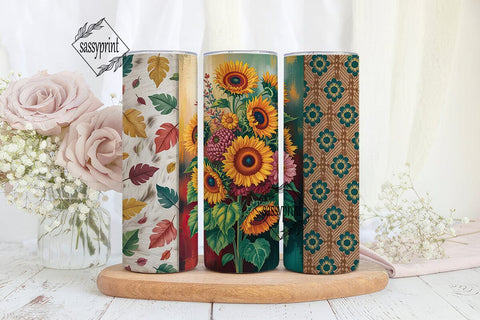 Rustic Fall Floral Tumbler Wrap Sublimation sassyprint 