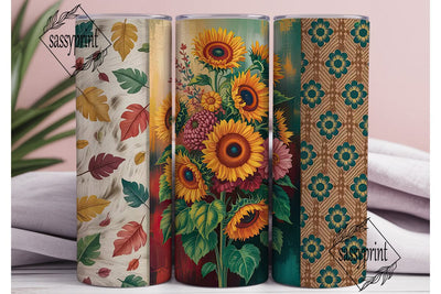 Rustic Fall Floral Tumbler Wrap Sublimation sassyprint 