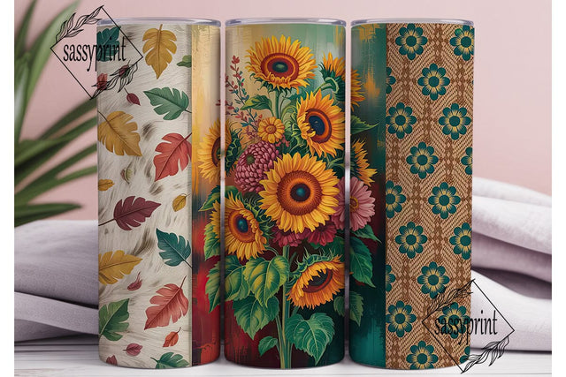 Rustic Fall Floral Tumbler Wrap Sublimation sassyprint 