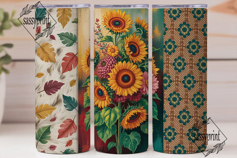 Rustic Fall Floral Tumbler Wrap Sublimation sassyprint 