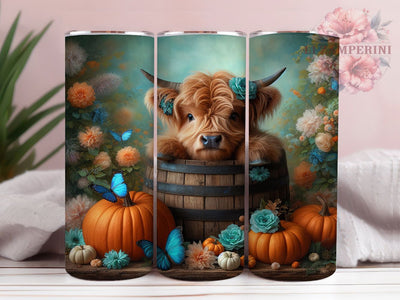 Rustic Fall Pumpkin Cow Tumbler, Highland Cow Tumbler, Rustic Cow Wrap, Whimsical Cow Wrap, Country Cow Wrap, Sublimation Design, Trendy Gift Idea Sublimation Li Zamperini 