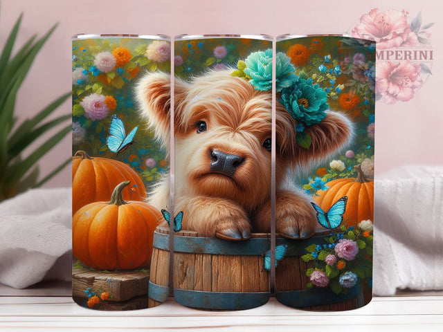 Rustic Fall Pumpkin Cow Tumbler, Highland Cow Tumbler, Rustic Cow Wrap, Whimsical Cow Wrap, Country Cow Wrap, Sublimation Design, Trendy Gift Idea Sublimation Li Zamperini 
