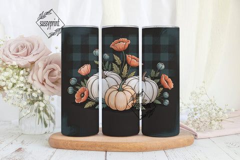 Rustic Fall Pumpkins 20oz Tumbler Wrap Sublimation sassyprint 