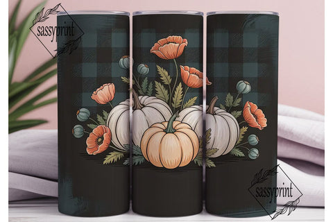 Rustic Fall Pumpkins 20oz Tumbler Wrap Sublimation sassyprint 