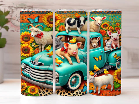 Rustic Farm Animals 20oz Tumbler, Truck Tumbler Wrap, 20oz Farm Tumbler, Country Decor Tumbler, Animal Lover Gift, Rustic Farmhouse Design, Sublimation Wrap Sublimation Lara' s Designs 