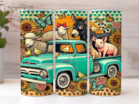 Rustic Farm Animals 20oz Tumbler, Truck Tumbler Wrap, 20oz Farm Tumbler, Country Decor Tumbler, Animal Lover Gift, Rustic Farmhouse Design, Sublimation Wrap Sublimation Lara' s Designs 