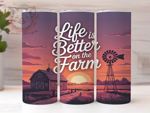 Rustic Farm Life Country Tumbler, Rustic Barn Wrap, 20Oz Skinny Tumbler, Country Ranch Sublimation, Windmill Field Design, Homestead Vibes Tumbler, Rural Living Wrap Sublimation Lara' s Designs 