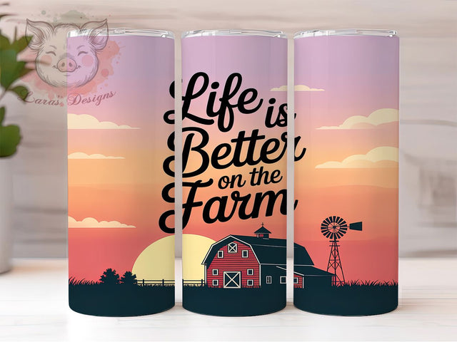 Rustic Farm Life Country Tumbler, Rustic Barn Wrap, 20Oz Skinny Tumbler, Country Ranch Sublimation, Windmill Field Design, Homestead Vibes Tumbler, Rural Living Wrap Sublimation Lara' s Designs 