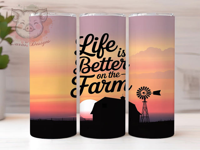 Rustic Farm Life Country Tumbler, Rustic Barn Wrap, 20Oz Skinny Tumbler, Country Ranch Sublimation, Windmill Field Design, Homestead Vibes Tumbler, Rural Living Wrap Sublimation Lara' s Designs 