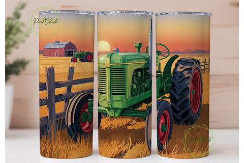 Rustic Farm Sunset 20oz Tumbler Wrap Sublimation PixelChick 