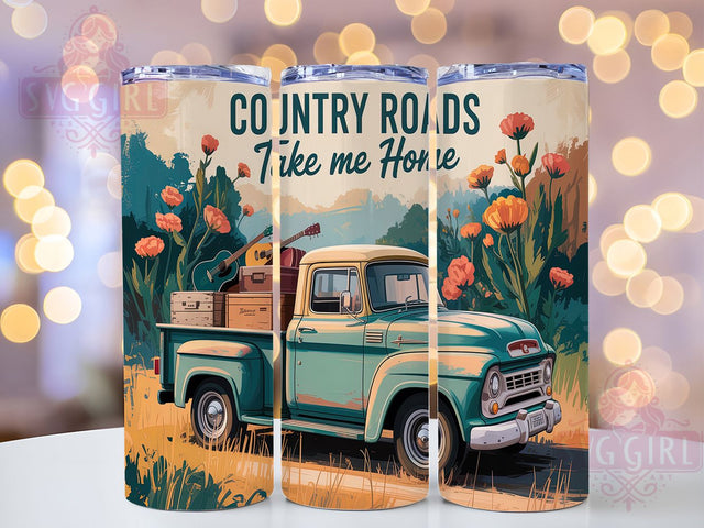 Rustic Farm Truck Country Roads Tumbler, Country Roads Design, Farmhouse Style Gift, Rural Life Wrap, Rustic Truck Art, Southern Country Design, Farm Truck Sublimation Sublimation SvggirlplusArt 