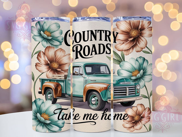 Rustic Farm Truck Country Roads Tumbler, Country Roads Design, Farmhouse Style Gift, Rural Life Wrap, Rustic Truck Art, Southern Country Design, Farm Truck Sublimation Sublimation SvggirlplusArt 