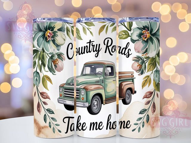 Rustic Farm Truck Country Roads Tumbler, Country Roads Design, Farmhouse Style Gift, Rural Life Wrap, Rustic Truck Art, Southern Country Design, Farm Truck Sublimation Sublimation SvggirlplusArt 