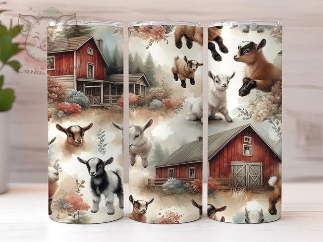 Rustic Farmhouse Baby Goat Tumbler, Rustic Barn Tumbler, Farmhouse Goat Wrap, Whimsical Goat Wrap, Country Barn Wrap, Sublimation Design, Trendy Gift Idea Sublimation Lara' s Designs 