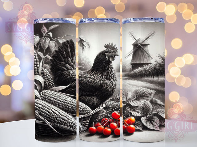 Rustic Farmhouse Chicken Tumbler, Seamless Farm Tumbler, Rustic Chicken Wrap, Country Farm Wrap, Whimsical Chicken Wrap, Sublimation Design, Trendy Gift Idea Sublimation SvggirlplusArt 