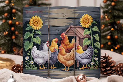 Rustic Farmhouse Chickens 20oz Tumbler Sublimation DesignSVG 