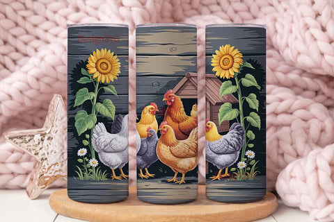 Rustic Farmhouse Chickens 20oz Tumbler Sublimation DesignSVG 