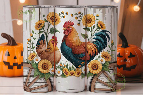 Rustic Farmhouse Chickens 20oz Tumbler Sublimation PixelChick 