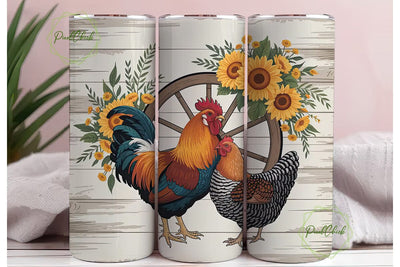 Rustic Farmhouse Chickens 20oz Tumbler Sublimation PixelChick 