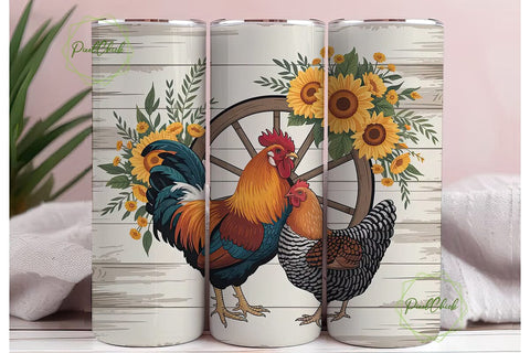 Rustic Farmhouse Chickens 20oz Tumbler Sublimation PixelChick 