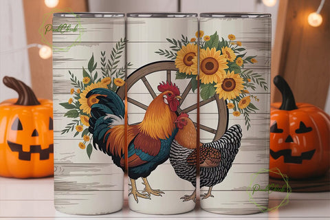 Rustic Farmhouse Chickens 20oz Tumbler Sublimation PixelChick 